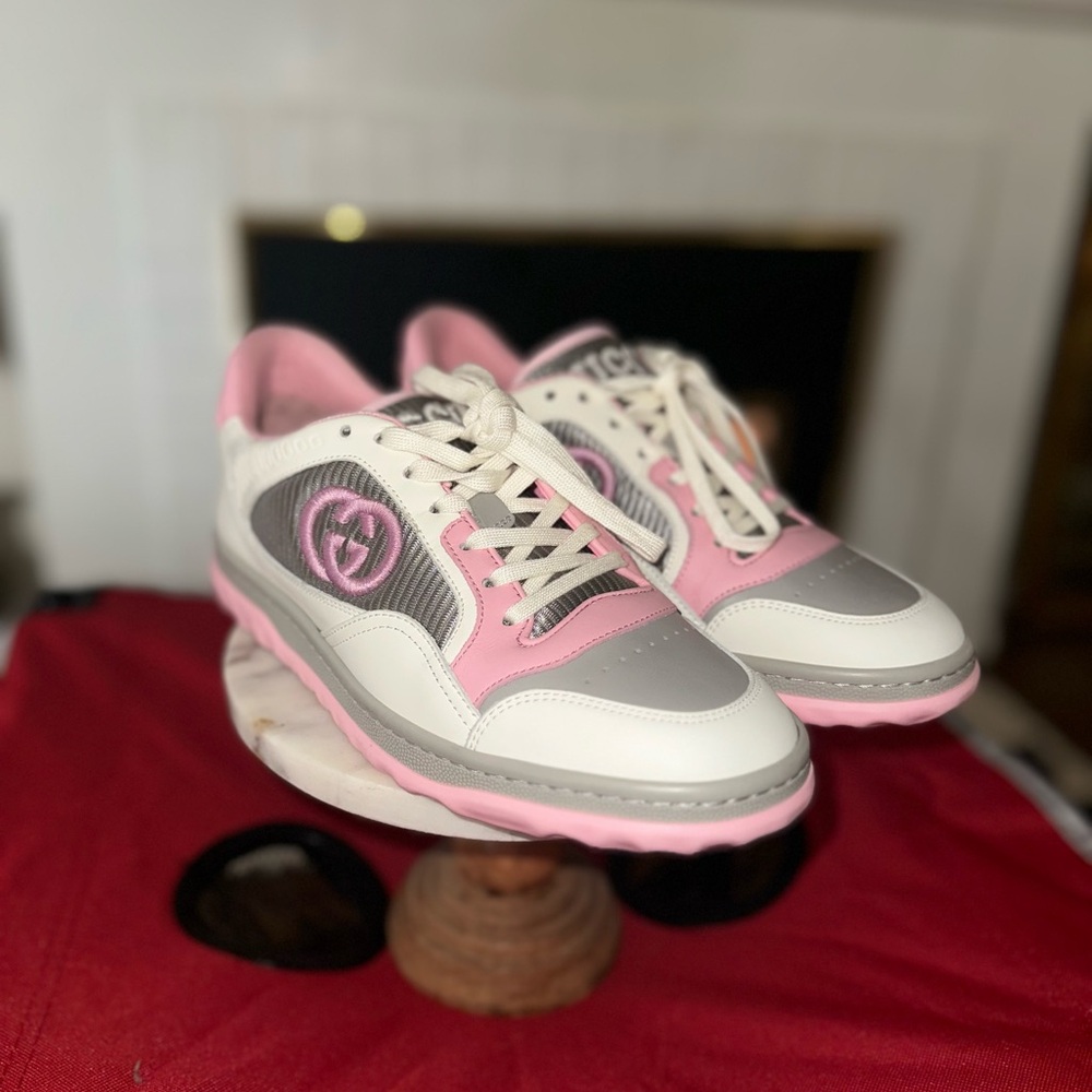 Authentic Gucci Women's Pink and Gray Sneakers - Picture 4 of 10